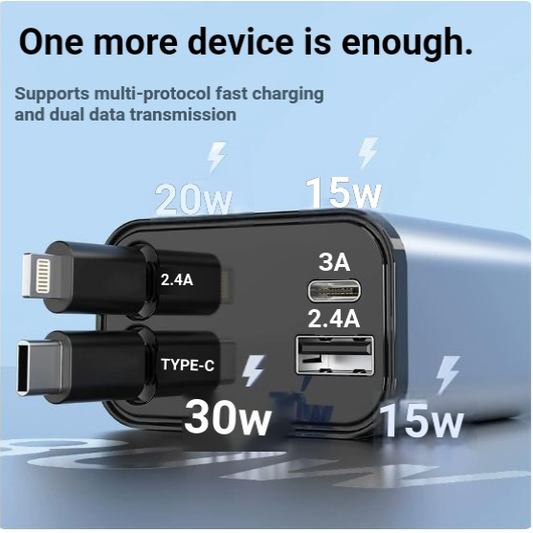 USB-C Retractable Car Charger